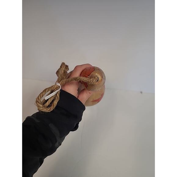 Fall Hand Painted Gourd Hanging Decorative Bird House Leaves 12" Orange / Brown - Picture 6 of 6